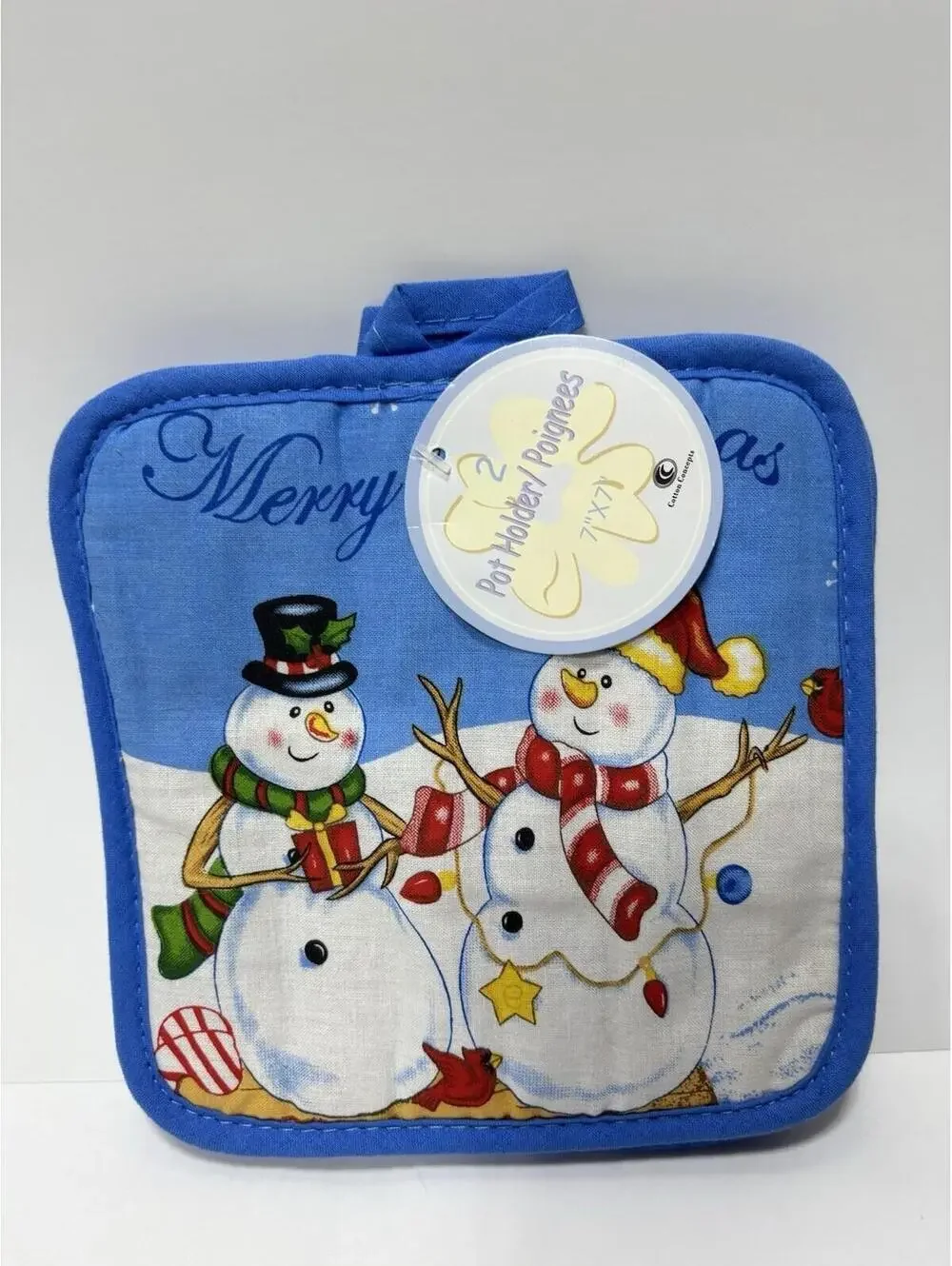 Merry Christmas 2pc Pot Holders Snowman Festive Holiday Kitchen Decor Set